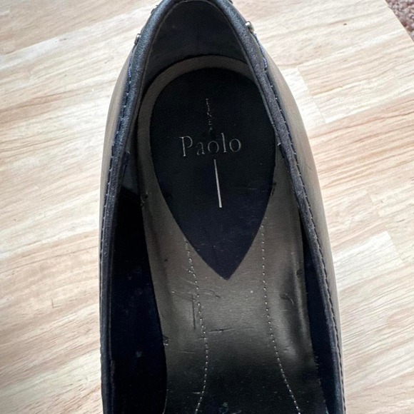 Vintage 90s Pointed Kitten Heel Biker Rockstar Black Size 9 Leather - Picture 3 of 8